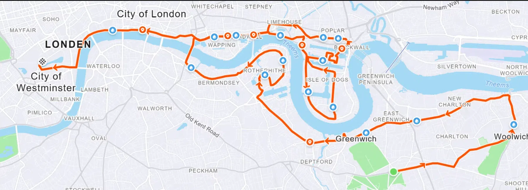 Parcours London Marathon